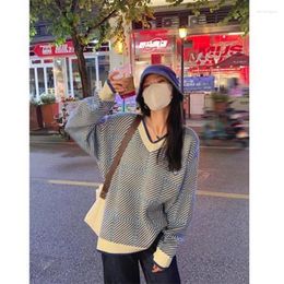 Women's Sweaters Vintage Loose V-neck Sweater Embroidery Y2K Korean Fashion And Leisure College Punk High Street Hip-hop