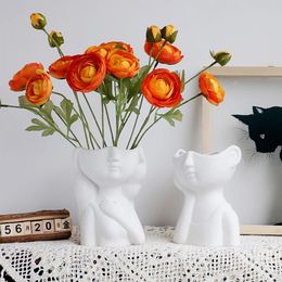 Decorative Objects Figurines human face statue ceramic vase figurines for interior Figurine room decor statues and sculptures Decoration desk accessories 231023