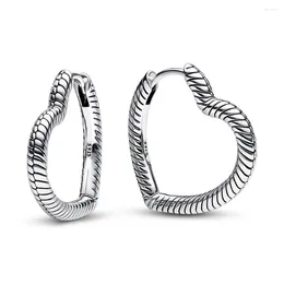 Stud Earrings Authentic 925 Sterling Silver Moments Heart Charm Fashion Hoop For Women Gift DIY Jewelry