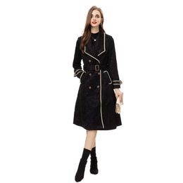 1012 XXL 2023 Autumn Milan Runway Coat Jackets Long Sleeve Lapel Neck Black Tweed High Quality Button Fashion Womens Clothes sh