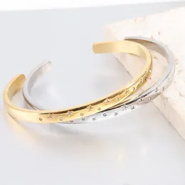 Bangle Fashion Jewellery Star Bracelets For Women Stainless Steel Luxury Couple Gold Silver Colour Cuff Accessories Gift