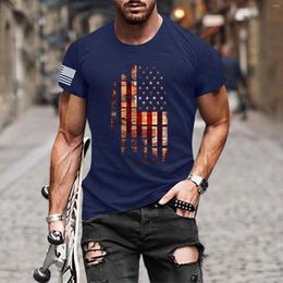 Men's T Shirts Big & Tall For Men Mens Summer Independence Day Fashion Casual Printed Shirt Short Sleeve Shirrs