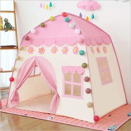 Toy Tents 130CM Baby Castle Portable Children's Tent Folding Kids Tents Baby Play House Large Girls Pink Princess Castle Child Room Decor 231023