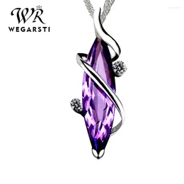 Pendants Silver Jewellery Vintage Genuine Natural Amethyst Pendant With Chain Necklace Solid Women Wholesale