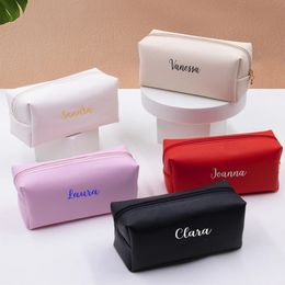 Cosmetic Bags Cases Personalised Embroidery Small Makeup Bag PU Leather Travel Pouch Toiletry for Women Portable WaterResistant 231024