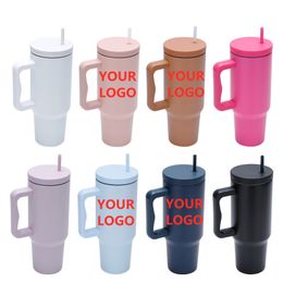 Customised LOGO 40oz Mug Tumbler With Handle H3.0 custom-made Personal Water Bottle Tumblers Lids Straw Stainless Steel Coffee Termos Cup