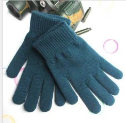 Classic Solid Colour warm Knitted Finger Gloves Candy Colours mens women Knitted Gloves Full Finger Stretch Mittens adult bike cycling warm gloves