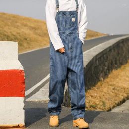 Men's Pants 2023 Mens Denim Jumpsuits Bib Overalls Streetwear Moto Biker Jeans Rompers Trousers Male Striped Casual Long W550