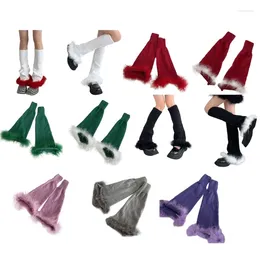 Women Socks Leg Warmer Knit Long Cute Plush Edge Boots For Girl Cosplay Dress-up 80s Party D10 22 Dropsh