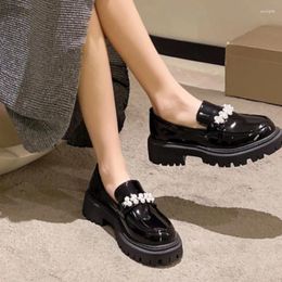 Dress Shoes 2023 For Women Loafers Women's High Heels Fashion String Bead Office And Career Quality Round Toe Platform