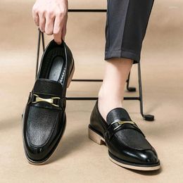 Dress Shoes Black Men Loafers Business Round Toe Slip-On Solid Formal For Size 38-44 Mens
