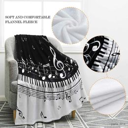 Blankets Piano Music Note Blanket Warm Fluffy Soft Black And White Fleece Blankets Flannel Bedding for Bed Sofa Cover Home Decor