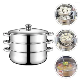 Double Boilers Stainless Steel Soup Pot Steaming Home Steamer Cooking Metal Utensils Stock Kitchen Accessories Dumpling