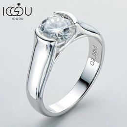 Wedding Rings IOGOU 2ct Diamond Solitiare Engagement Rings For Women 100% 925 Sterling Silver Bridal Wedding Band Bezel Setting 8mm 231023