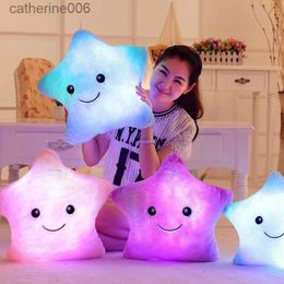 Stuffed Plush Animals 34CM Creative Toy Luminous Pillow Soft Stuffed Plush Glowing Colourful Stars Cushion Led Light Toys Gift For Kids Children GirlsL231027