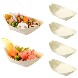 Dinnerware Sets 50pcs Dessert Wooden Sushi Plates Boats Trays Serving