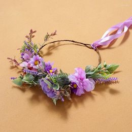 Headpieces Bride's Sen Style Silk Fabric Flower Decoration Hair Band Festive Wreath Dance Performance Party Headwear