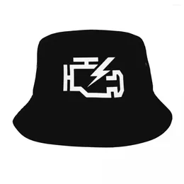 Berets Beach Hatwear Check Engine Light Symbol Funny Car Mechanic Bucket Hat Stylish Women Sun Bob Fishing Fisherman Cap Hiking