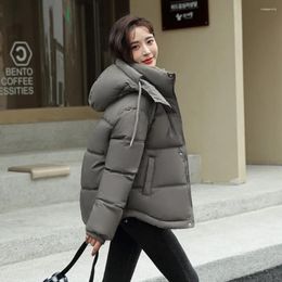 Women's Trench Coats Loose Puffer Down Cotton Padded Cold Jacket Women Femina 2023 Winter Hooded Short Thick Warm Parkas Female Grey Coat