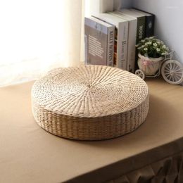 Pillow 2023Creative Rustic Floor Straw Pouf Seat Meditation Ottoman Home Decor Buckwheat