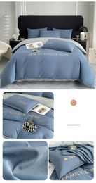 Bedding Sets Cotton Plaid Geometric Set Knit Bed Linens Sheet Pillowcase Home Textile Soft Linen