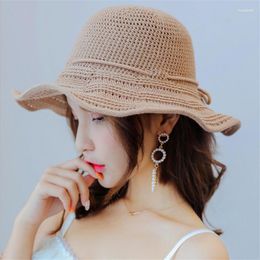 Wide Brim Hats Handmade Weave Raffia Sun For Women Black Ribbon Lace Up Large Straw Hat Outdoor Beach Summer Caps Chapeu AD0347