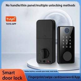 Smart Lock TUYA Biometric Fingerprint Smart Door Lock Keyless Entry Front Door Locks Wifi Electronic Keypad Unlock For Home Office Safe 231023
