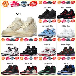 4 4s Man Frozen Moments Mens basketball shoes toddler baby children Red Thunder Military Blue Black Cat Bred White Oreo UNC Metallic men women sports sneakers 36-47