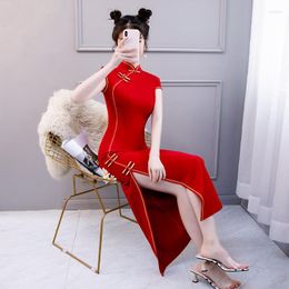 Ethnic Clothing Sexy Side Split Women Qipao Slim Long Cheongsam Temperament Evening Dress Elegant Formal Vintage Chinese Vestidos