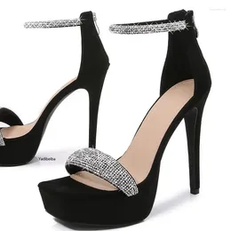 Dress Shoes 2023 Summer Women High Heels Sexy Party Night Club Pumps Female Cover Thin T-stage Crystal Sandals