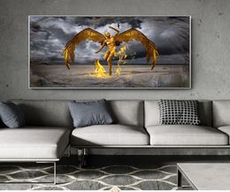 Canvas Painting Wall Posters and Prints Modern Golden angel Wall Art Pictures For Living Room Decoration Dining Restaurant el H4195927