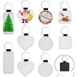 Party Favor Tiktok Sublimation Blanks Diy Keychain Pu Leather For Christmas Heat Transfer Keyrings Craft Supplies Dhs Drop Delivery Dheai
