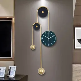 Wall Clocks Living Room Clock Decoration Hand Art Unique Round Home Pieces Elegant Gift Number Gold Modern Zegar Decor