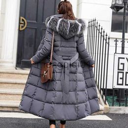 Men's Down Parkas Hooded Fur Collar Down Parkas Women Winter X Long Thick Warm Coat Chaqueta Mujer Female Down Cotton-padded Clothes Jacket X9211 J231024