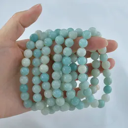 8mm Natural stone Amazonite bracelet Gemstone Healing Power Energy Beads Elastic Stretch stone round Beads bracelet