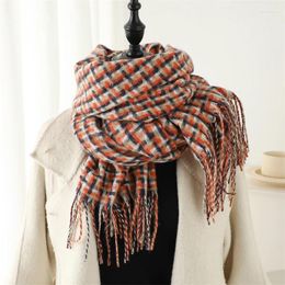 Scarves Winter Cashmere Plaid Casual Shawl Women Scarf Fashion Long 200 65cm Pashmina Wraps Poncho Girls Travel Bufanda Tassel Echarpe