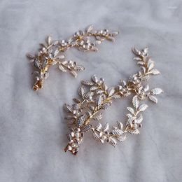 Hair Clips Hand Painted Floral Leaf Clip Bridal Pins Vintage Wedding Headpiece Handmade Gold Color Women