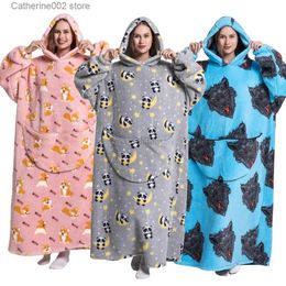 Women's Sleep Lounge Oversized Sweatshirts Wearable Blankets Family Matching Clothes Animal Cartoon Cosplay Come Family TV Blankets Sherpa Hoodies T231024