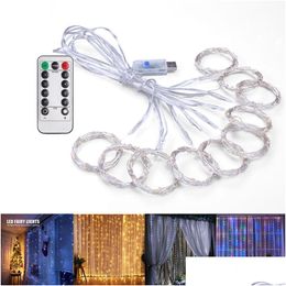 Led Strings Curtain Lights Christmas 3X1M 3X2M 3X 8 Lighting Modes String With Remote Usb Powered For Decoration Drop Delivery Holida Dhpql
