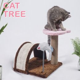 33cm 12.99" Cat Scratching Post Cat Tree Climbing Pets Toy Wooden Cute Flower Sisal Posts Scratcher