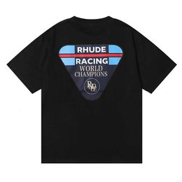 Men's wear Chaopai High Street American RHUDE Race Patch Commemorative Co-branded Casual Cotton Crew Neck Short Sleeve T-Shirt