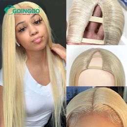 Lace Wigs V Part Human Hair Wig Straight 180 Density Natural Brazilian 613 Blonde Shape Long 14 28inch 231024