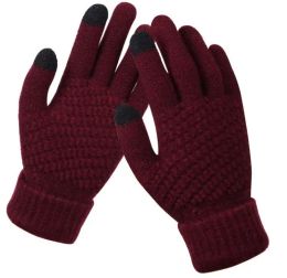 Top explosion models Winter non-slip warm touch screen gloves Women Men Warm artificial wool Stretch Knit Mittens 2pcs a pair