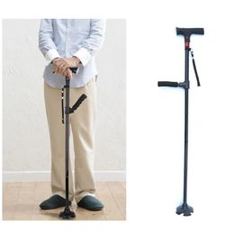 Other Massage Items LED 5 Section Stable AntiSkid Anti Shock Cane Crutch Adjustable Walking Stick Old Man Hiking Trekking Poles Mobility Aids 231023