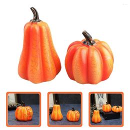 Decorative Flowers 2 Pcs Pumpkin Lantern Halloween Table Light Dining Room Decor Decorations Lamp Ornaments Centerpiece Decorate Plastic