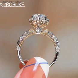 Wedding Rings Moissanite Ring For Women 18K Plated 1CT D Colour Wedding Band Rose Gold Engagement Jewellery S925 Silver Rings Original Certified Q231024