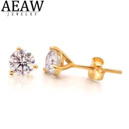 Stud Real 05 1ctw D Color Earrings For Women Top Trend Wedding Jewelry 14k Yellow Gold Earring Push Back 231023