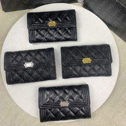 10A High Quality Designer CC Sheepskin Caviar Wallets Purse Designer Leboys Short Trifold Wallet Women Luxury Coin Purses Card holder Wallet Purse With Box 80734