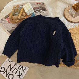 Sets Autumn Winter Kids Baby Boy Girl Cute Embroidery Thickening Sweaters Trend Casual Loose Pullover Toddler Childrens Warm Sweater 231024 Q240508