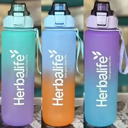 Tumblers 1000ml Sport Water Bottle Nutrition Outdoor Gym Fitness Travel Portable Leak Proof Drinkware Gradient Drinking Cups 231023